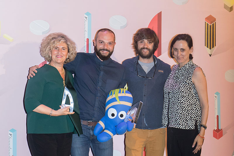 Arantxa Catalán de Sanofi con Sergi Zorita y Marta Massagué de Innuo