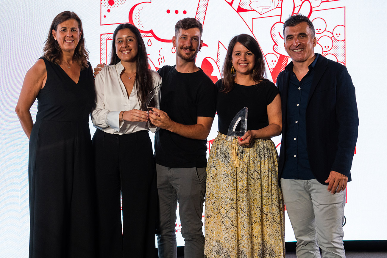 Chiara Marenco y Eric Jensen de DDB Health Barcelona y Helena Arce de Boehringer Ingelheim